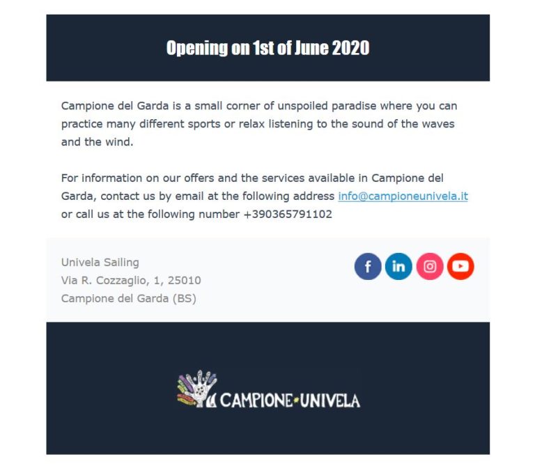 Segelzentrum Campione – Gardasee ab 1. Juni wieder geöffnet